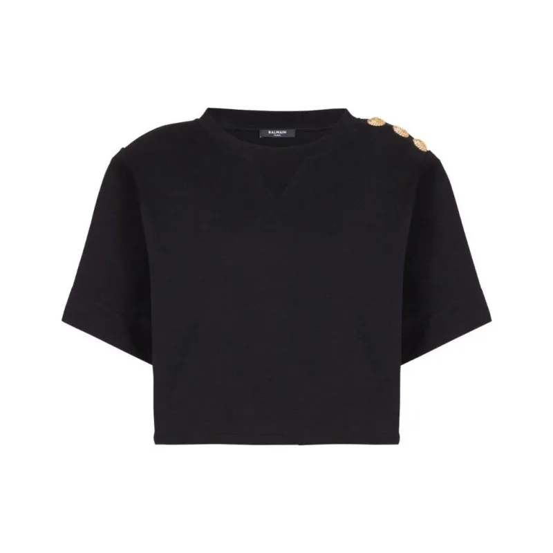 BALMAIN Button detail Cropped Sweatshirt-0