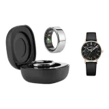 Crescent Moon Silver+Charging Dock+Genuine Leather Watch