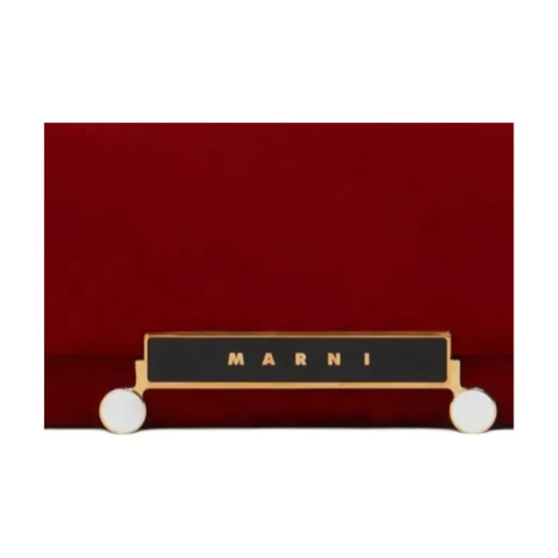 MARNI Calf Wool Handheld Shoulder Bag Unisex Deep Orange-5