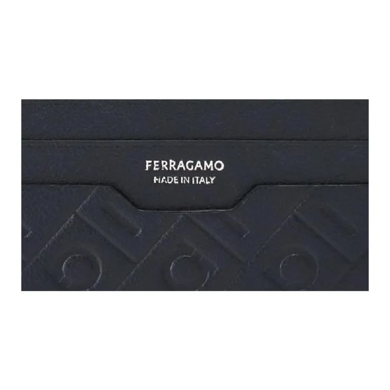 FERRAGAMO Calfskin Card Holder Men's Dark Cyan-2