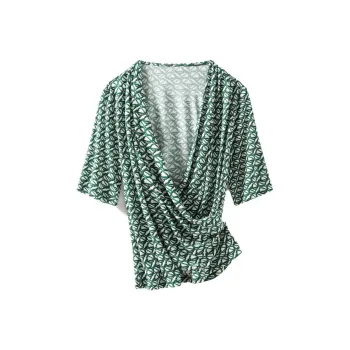 H-YXIANG T-Shirts Women's Green Chain