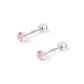 [1 Pair]2mm Pink Zircon Stud Earrings[999 Fine Silver]