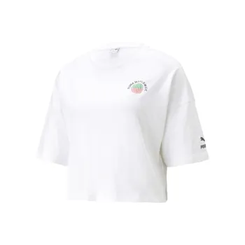 PUMA SQUAD Worldwide Graphic Tee T Shirt Women's White