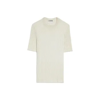 JIL SANDER Short Sleeved Ribbed Knit Top