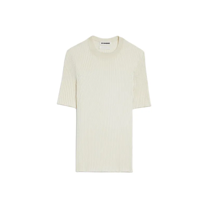 JIL SANDER Short Sleeved Ribbed Knit Top-0