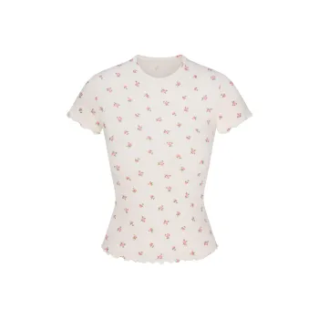SKIMS Valentine's Day Collection SS25 T Shirt Women's Marble Pink Rosebud Print/Marble Pink Rose Lily Print