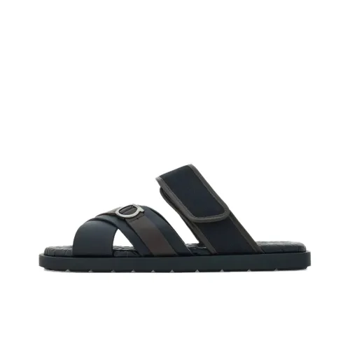 FERRAGAMO GANCINI Slide Slippers Men's Black