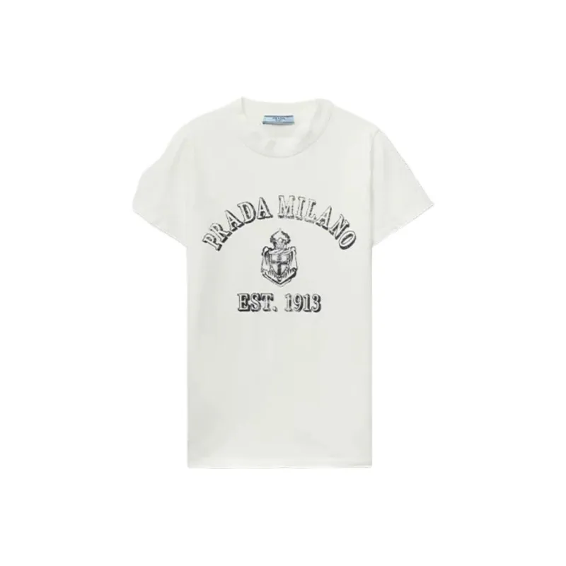 PRADA Logo Printed Short Sleeved T Shirt-0