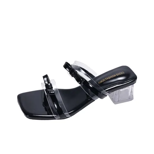 AJPAP Leather Patchwork Slide Slippers Women's