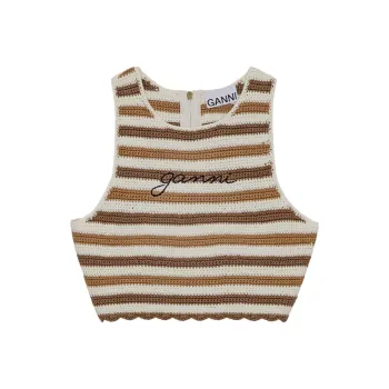 GANNI Crochet Racerback Top