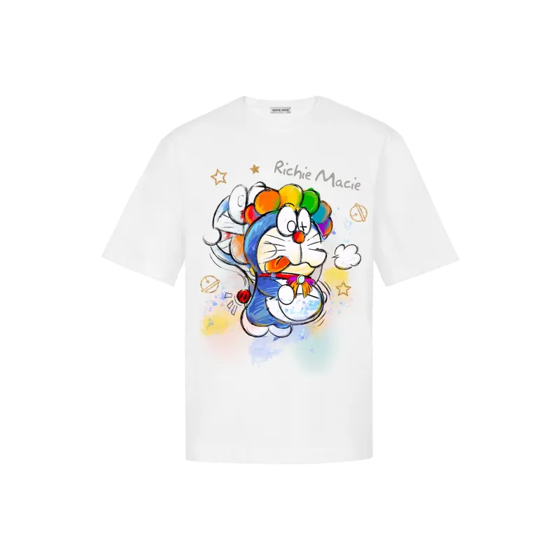Richie Macie Drop Shoulder Sleeve T Shirt Unisex White-0