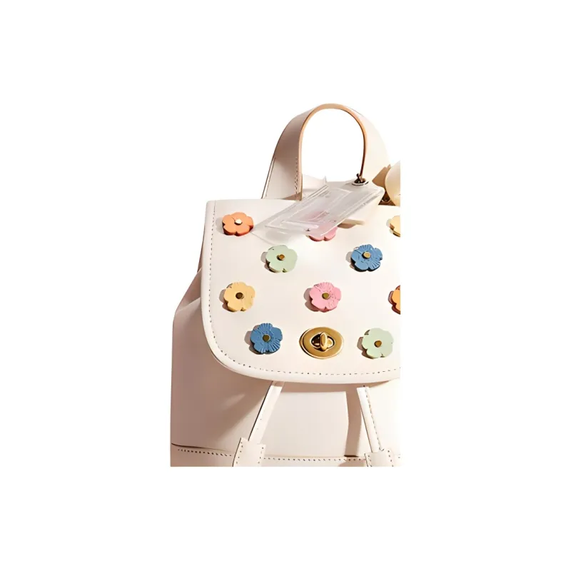 COACH Turnlock Glove Tanning Backpack Small Size Women's White-3