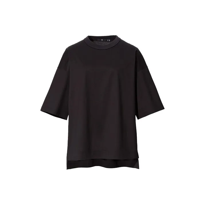 UNIQLO X Jil Sander Women'ss Oversized Half Sleeve T shirt Black-0