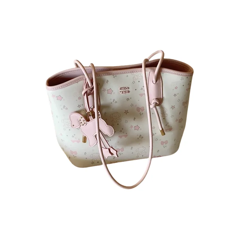 PAYOT Microfiber Synthetic Leather Shoulder Bag Women's Light Yellow/light Blue-5