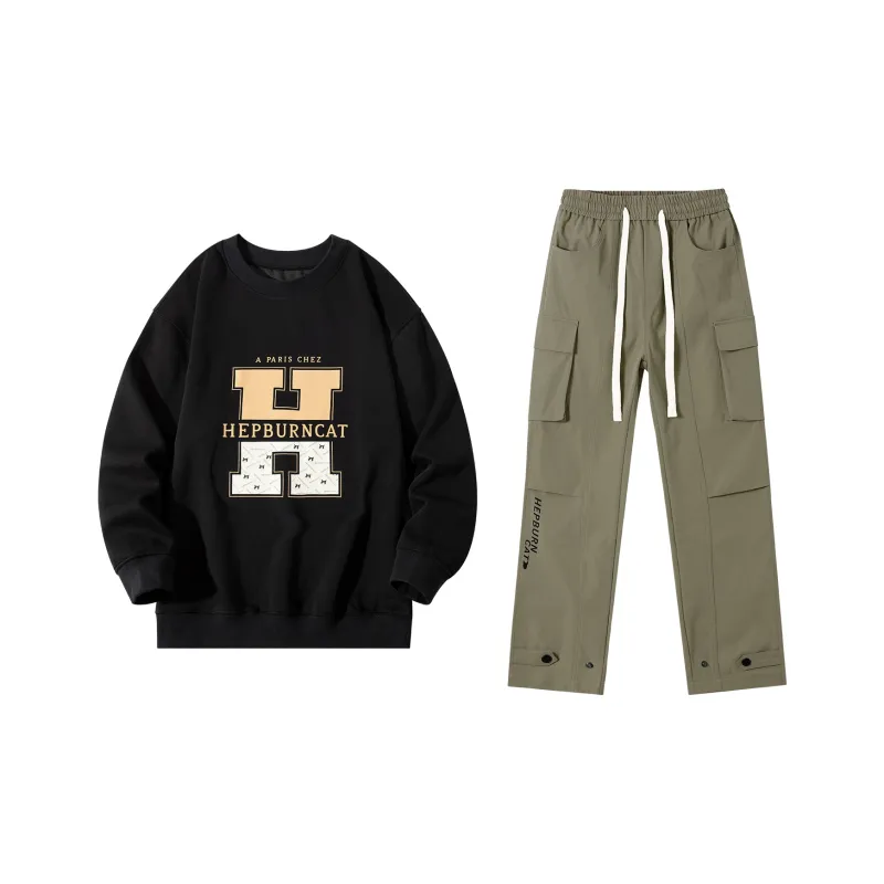 Hepburn Cat Sweatshirt Sets Unisex-16