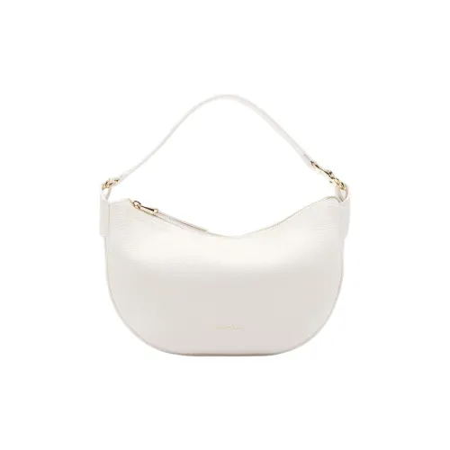 COCCINELLE Grain Leather One Shoulder Handbag Trumpets Women's White