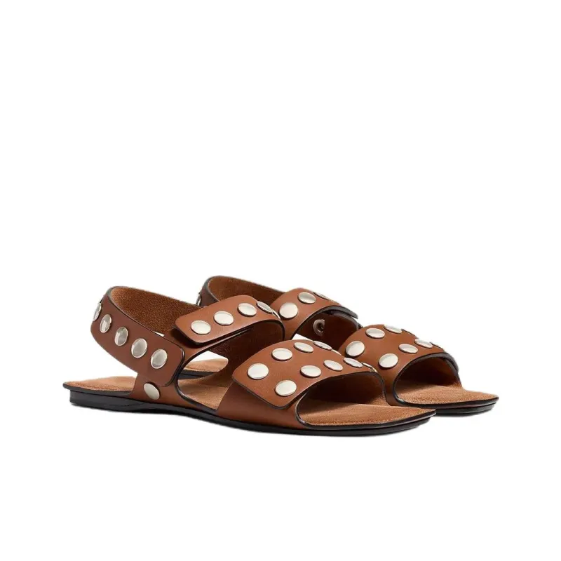 KHAITE Boden One Strap Sandals Women's Dark Brown-2