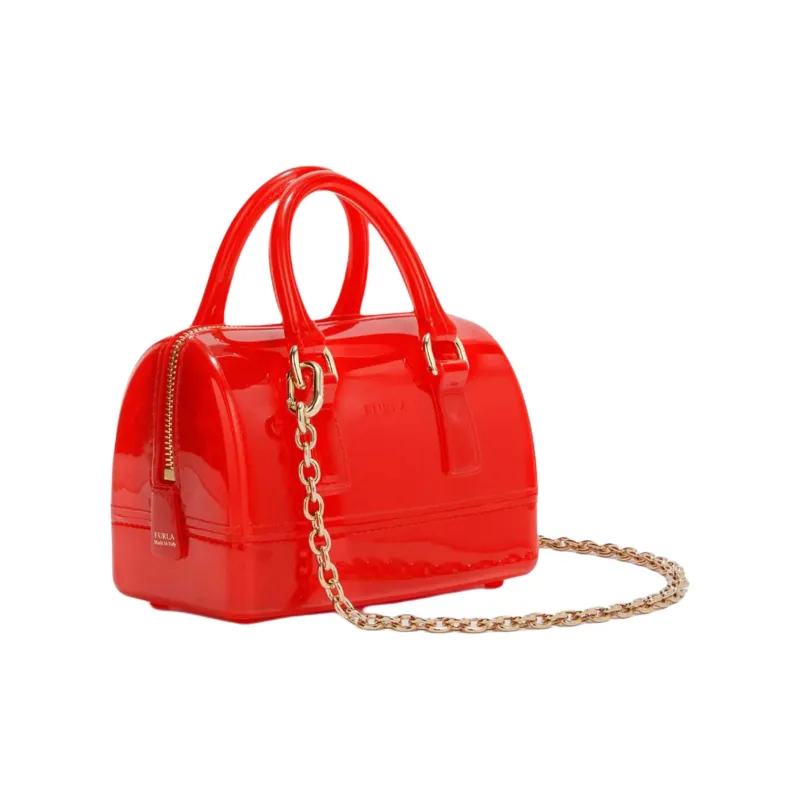 Furla Candy PVC Shoulder Bag Crossbody Bag Handbag Mini Women's Coral Red-1