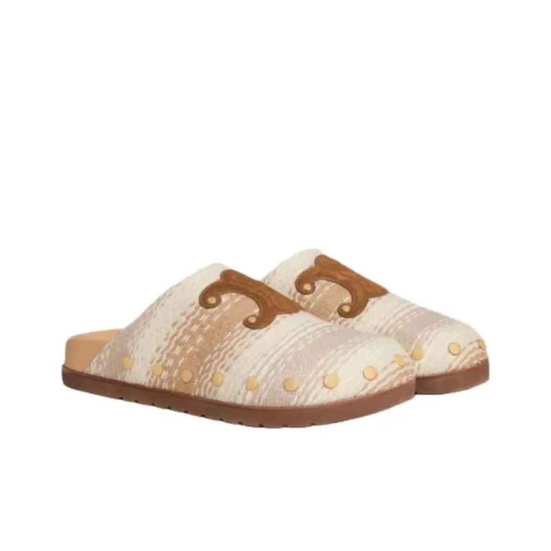 CELINE Closed Toe Slippers Women's Tan-2