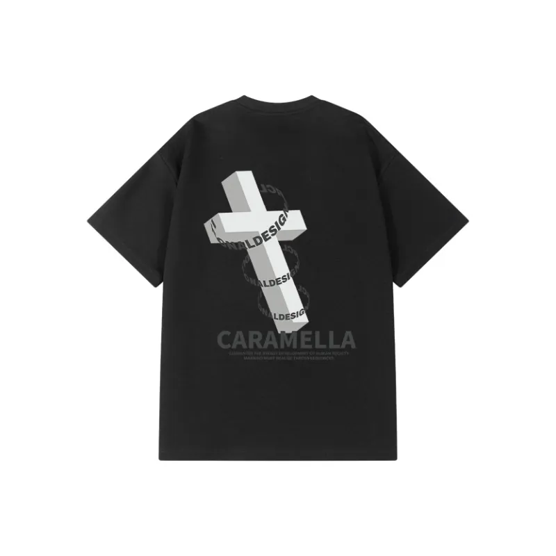 Caramella Drop Shoulder Sleeve T Shirt Unisex White Heather Gray-4