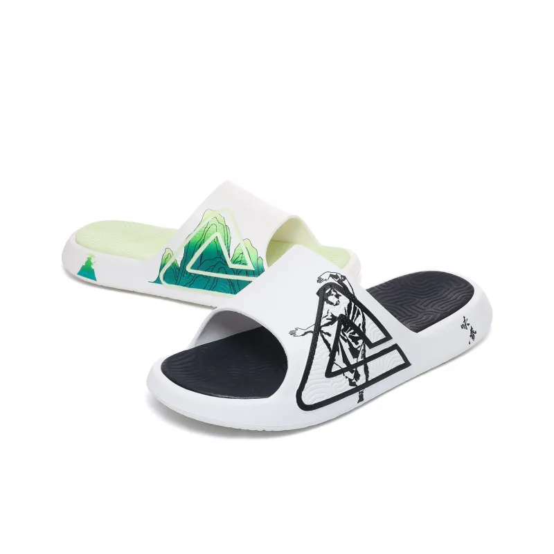 PEAK Attitude 7.0 Slip Resistant Cushioning Slide Slippers Men's Black Green Mismatched-1
