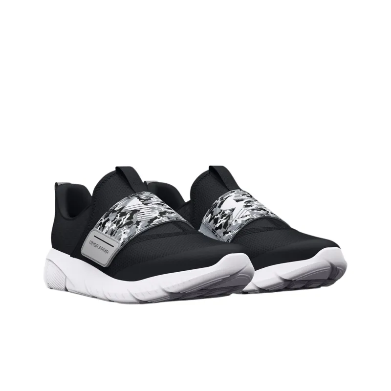 Under Armour Flash Printed GS Shock Absorbers Low Top Running Shoes Black White Teenagers-3