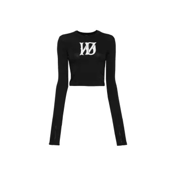 WE11DONE Logo print Cropped T shirt