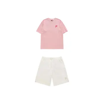 FILA FUSION Casual Sportswear Unisex Youth Pink+Ivory Beige