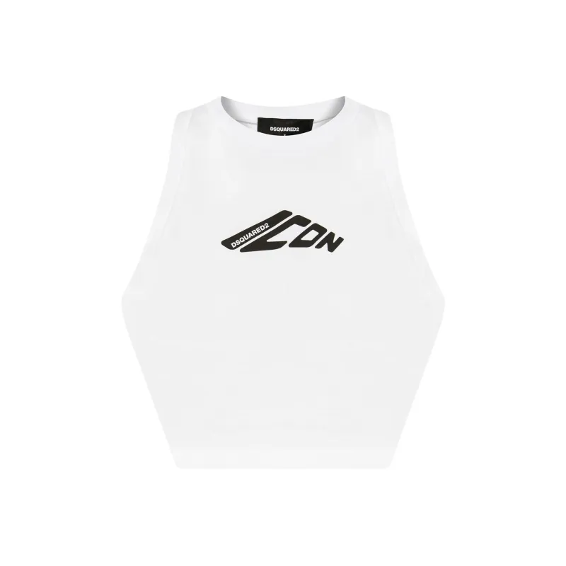 DSQUARED 2 Icon Printed Cropped Tank Top-0