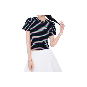 NHZN Regular T Shirt Women's Black Stripes