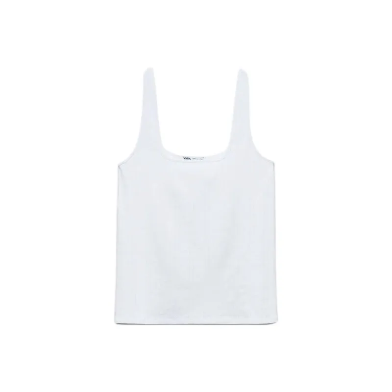 ZARA Tank Tops Women's White-0