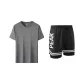 Black Double-Layer Pants+Gray Short-Sleeved Shirt