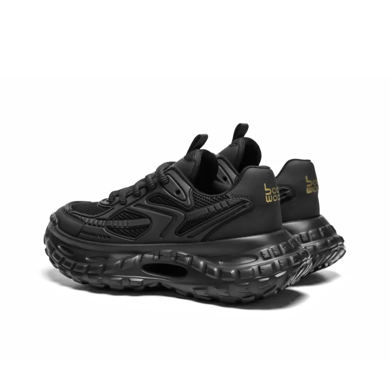 Meixi Breathable Height Increase Low Top Chunky Sneakers Men's Black-2