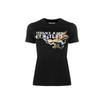 VERSACE JEANS COUTURE SS21 Women's Minimalist Short Sleeve T shirt Black