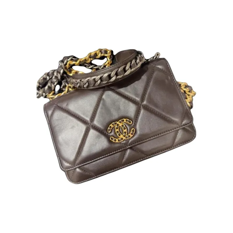 CHANEL WOC19Bag Sheepskin Shoulder Bag Regular Women's Chocolate Dark Brown-1