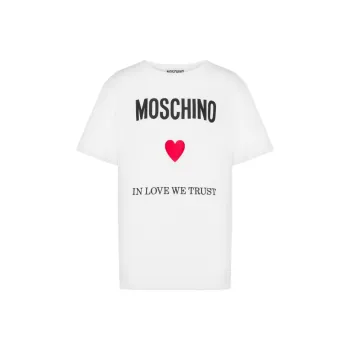 MOSCHINO Logo Embroidered Crewneck T Shirt