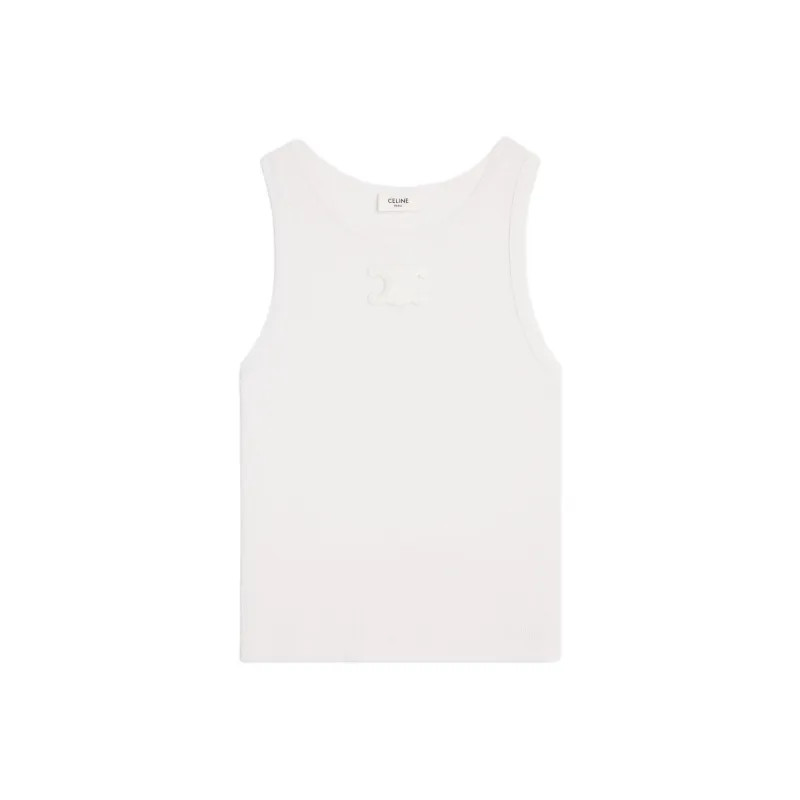 CELINE Triomphe Tank Top In Ribbed Silk Jersey-0