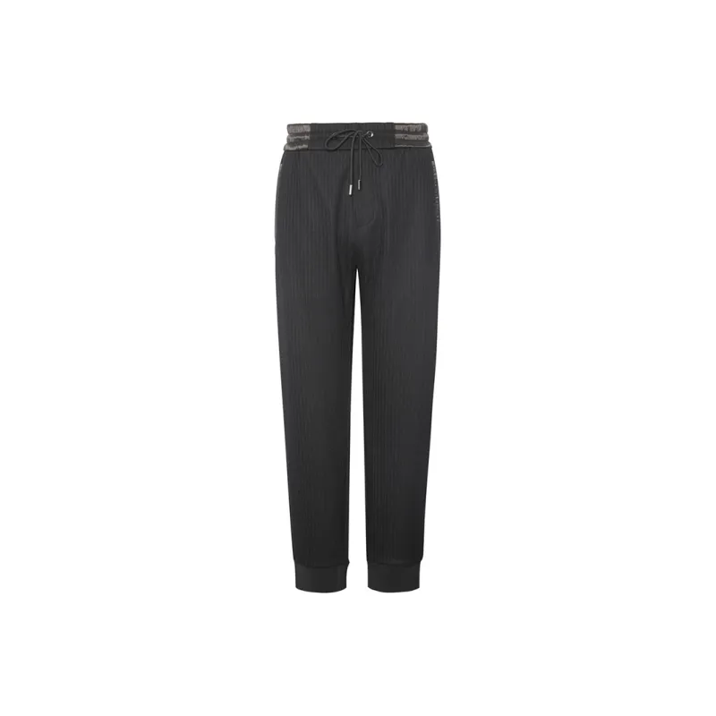 DIDIBOY Casual Pants Men's Black Stripes-0