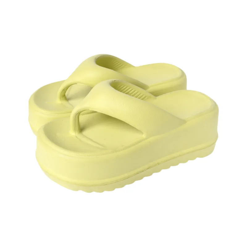 Meter 7 Cm Platform Height Increasing Eva Ankle Strapped Flip Flops For Women's Summer Black Slippers-8