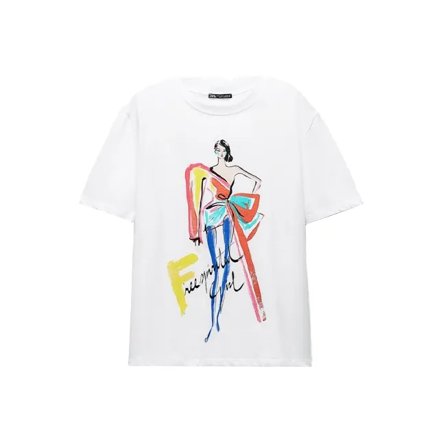 ZARA T Shirts Women's White/Red-0