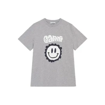 GANNI Smiley Logo Tee 'Paloma Melange'