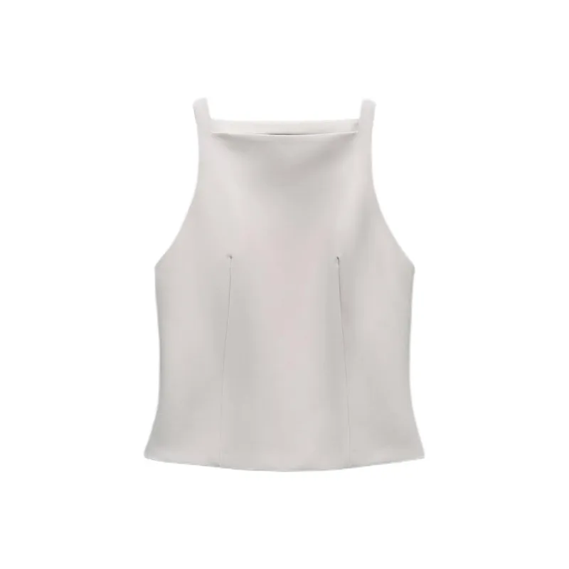 ZARA Tank Tops Women's Light Gray-0
