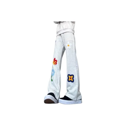 KIRHNE Casual Pants Unisex White Heather Gray
