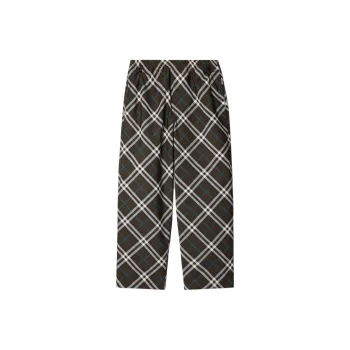 Burberry Straight Leg Checked Drawstring Trousers
