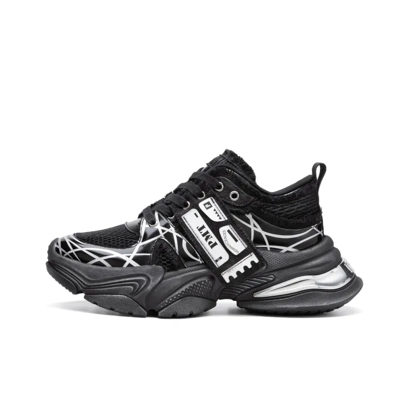 PMT Slip Resistant, Breathable, Lightweight, Height Increasing Low Top Chunky Sneakers Unisex White Black-12