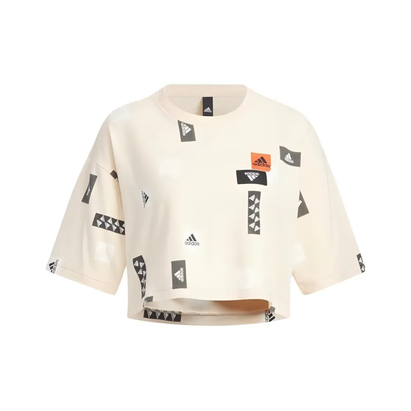 Adidas T Shirts Women's Ecru-0