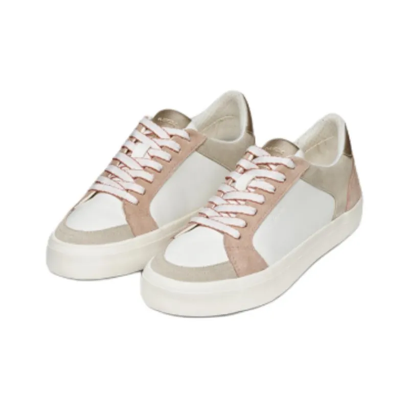 GEOX D EMMELENY E Abrasion Resistant Low Top Skateboard Shoes Women's White Pink-3