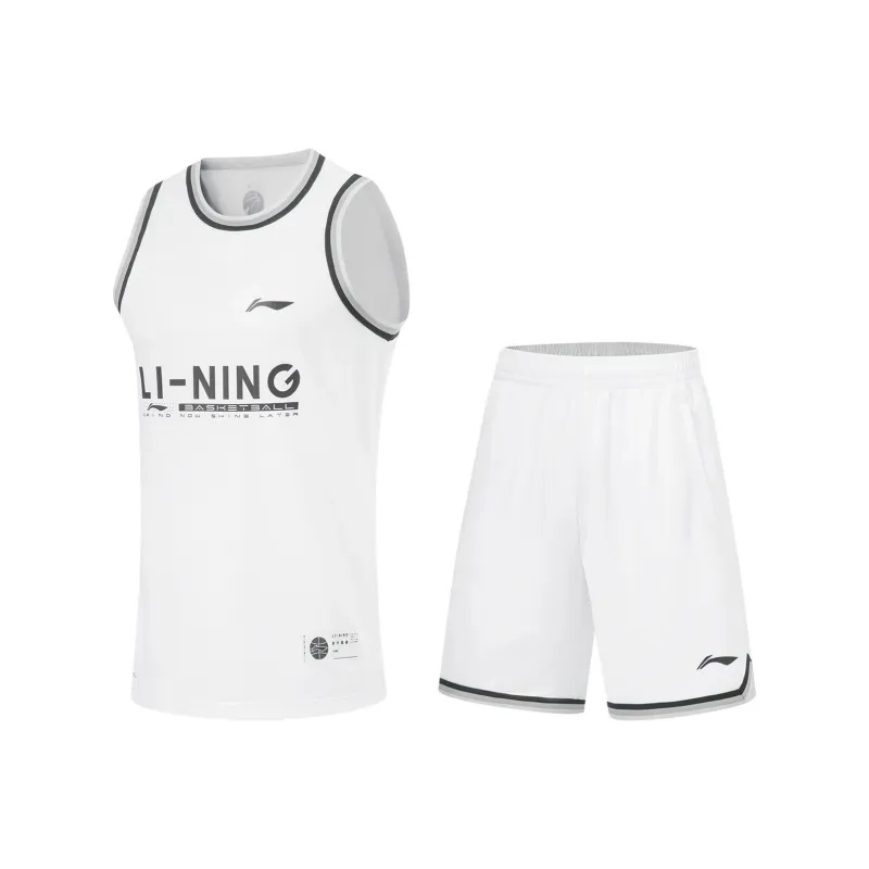 LiNing CBA Collection Professional Basketball Collection Basketball Suit Men's Standard White-0