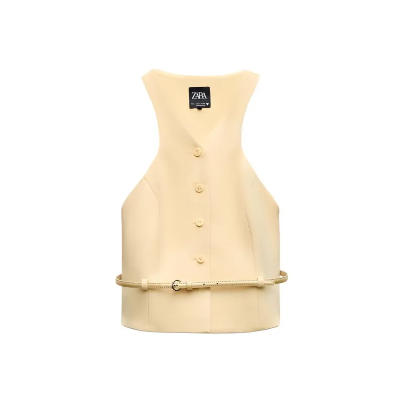 ZARA Tank Tops Women's Yellow-0