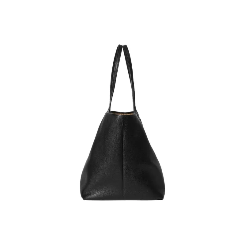 GUCCI Totissima Grain Leather With GG Canvas Shoulder Bag Medium Size Women's Black-3